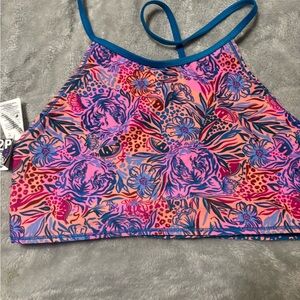 Art Class Kids Swim Top - Pink and Blue Floral reversible